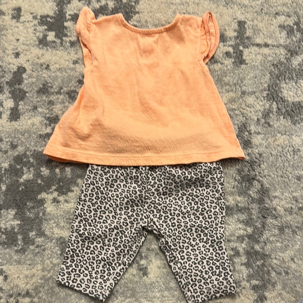 Orange Top and Leopard Print Leggings Set